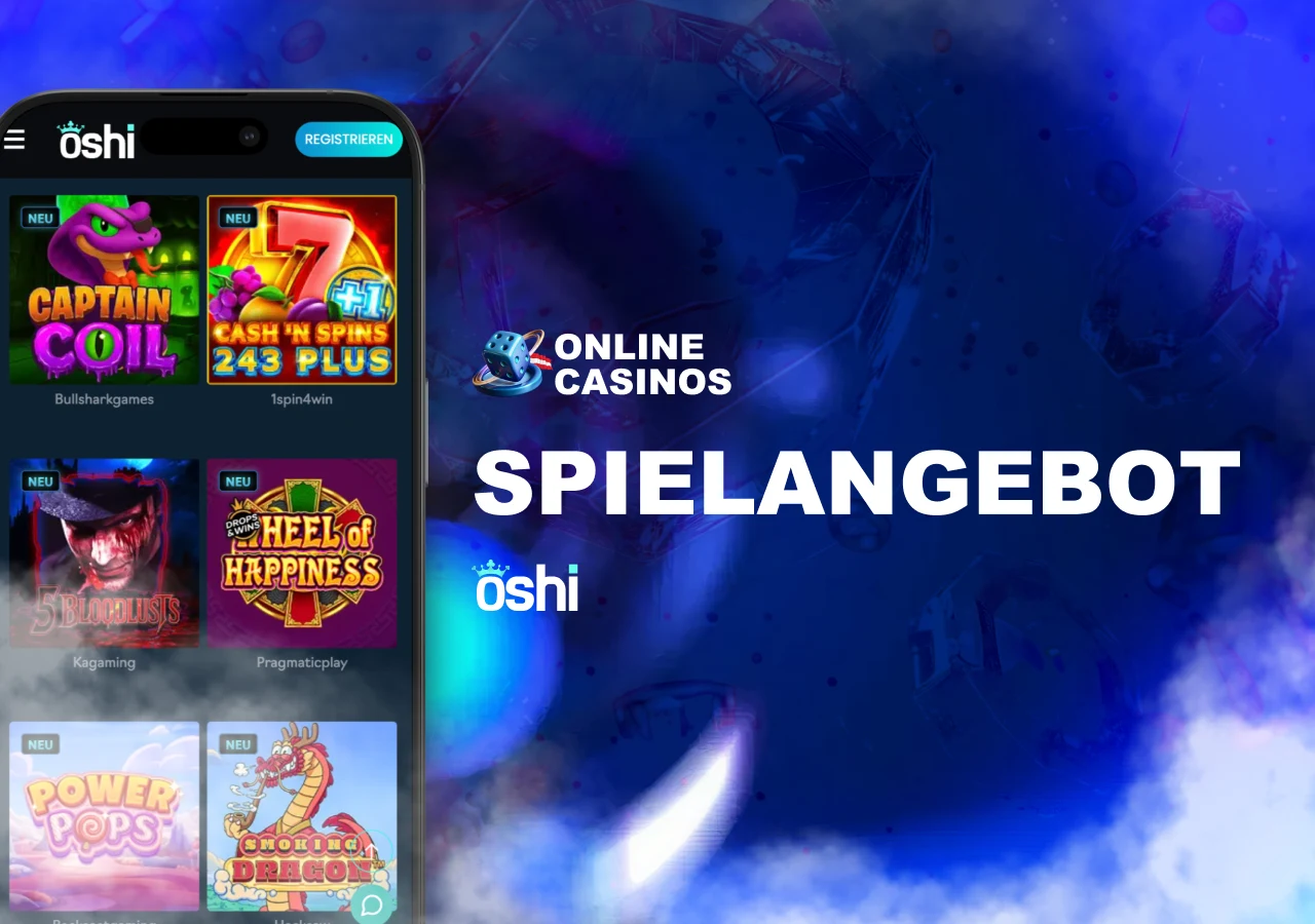Auswahl an Automatenspielen, Tischklassikern und Live-Casino-Inhalten