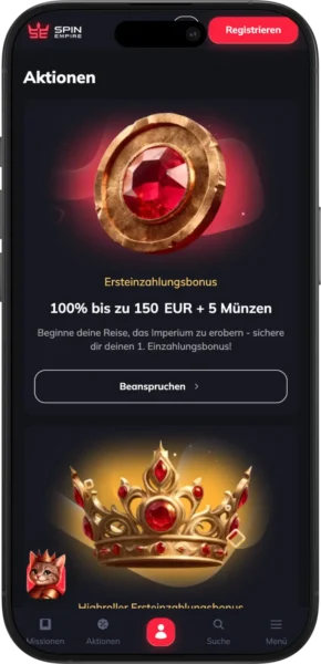 Spin Empire Casino Bonusseite